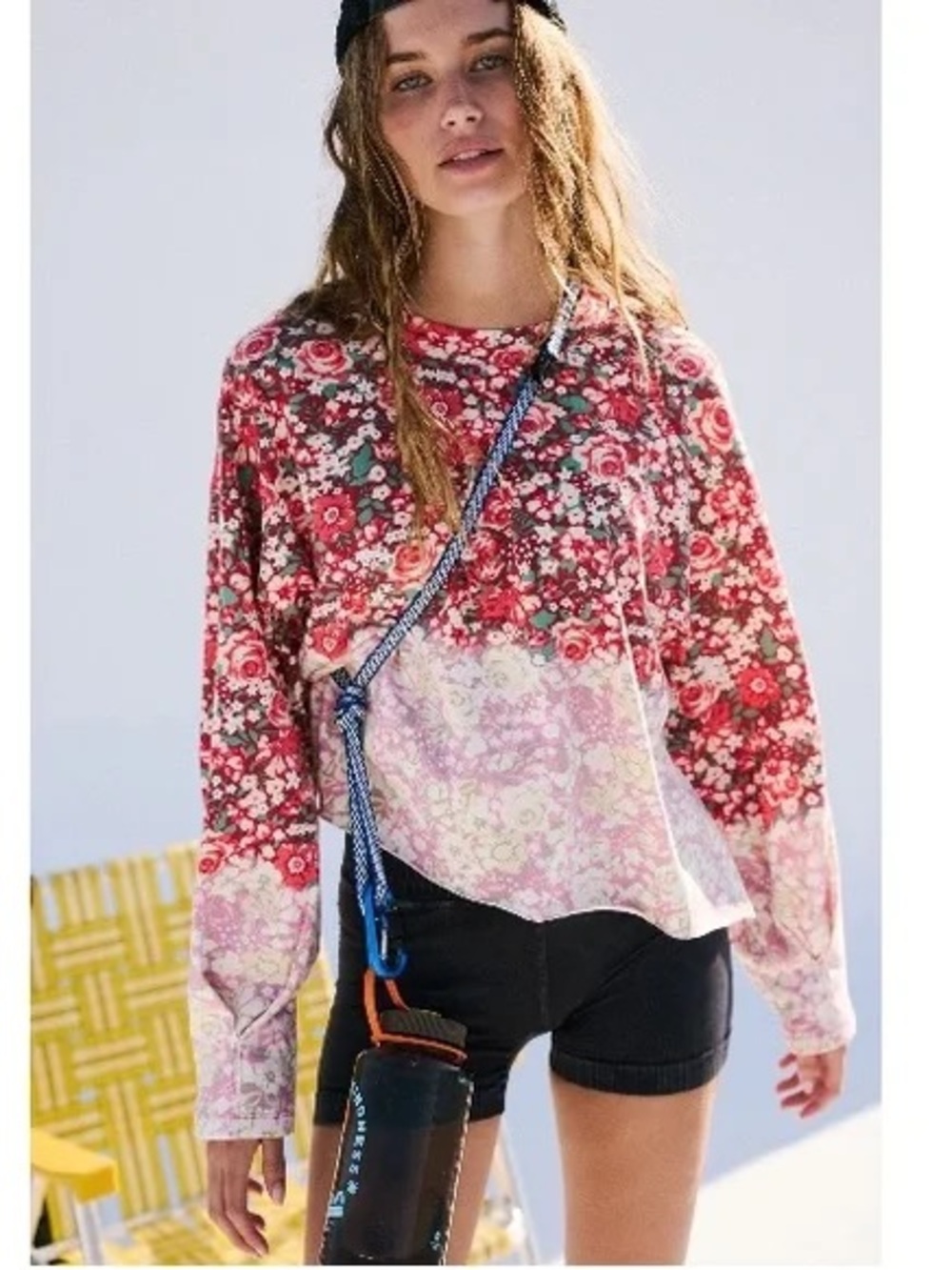 Free People Inspire Floral Printed Layer in Faded Poppy Red